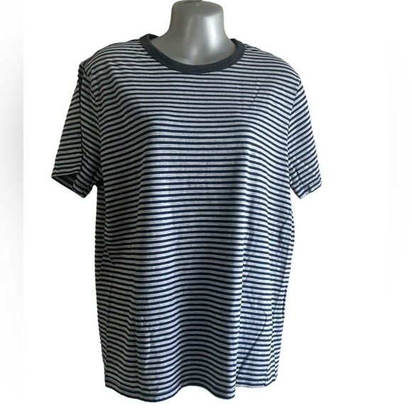 Broken English Grey and Navy Striped Crewneck Tee • Used • Size: Large - Picture 8 of 9